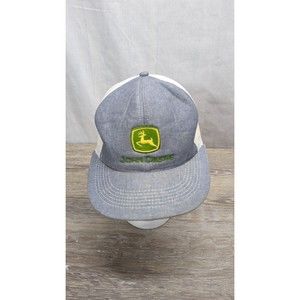Vintage John Deere K Products Made USA Denim Mesh Snapback Trucker Hat